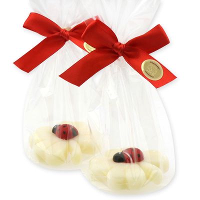 Sheep milk cloverleaf soap 32g decorated with a ladybug in a cellophane, Classic 