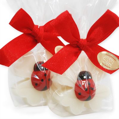 Sheep milk soap cloverleaf 25g decorated with ladybug in cellophane, Classic 