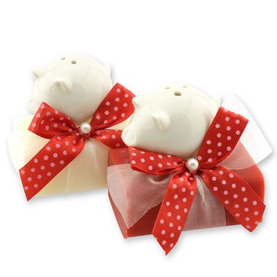 Sheep milk soap 100g decorated with a pig, Classic/pomegranate 