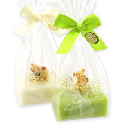 Sheep milk soap 100g decorated with a pig in a cellophane, Classic/pear 
