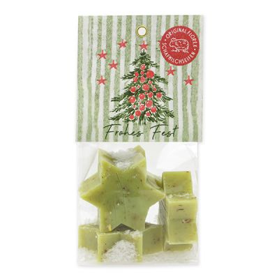Sheep milk soap star 4x20g in a cellophane bag "Colourful Holidays motif 10", Verbena 