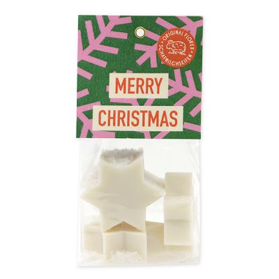 Sheep milk soap star 4x20g in a cellophane bag "Colourful Holidays motif 13", Christmas rose white 