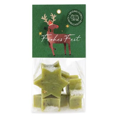 Sheep milk soap star 4x20g in a cellophane bag "Colourful Holidays motif 14", Verbena 