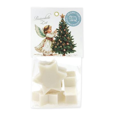 Sheep milk soap star 4x20g in a cellophane bag "Colourful Holidays motif 20", Christmas rose white 