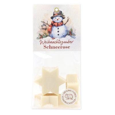 Schafmilchseife Stern midi 4x20g in Cello "Weihnachtszauber-Motiv 5", Schneerose 