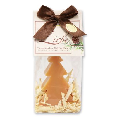 Sheep milk soap tree 75g with swiss pine shavings in a cellophane bag "classic", Swiss pine 