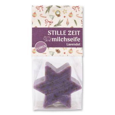 Sheep milk soap star 80g in a cellophane bag "Stille Zeit", Lavender 