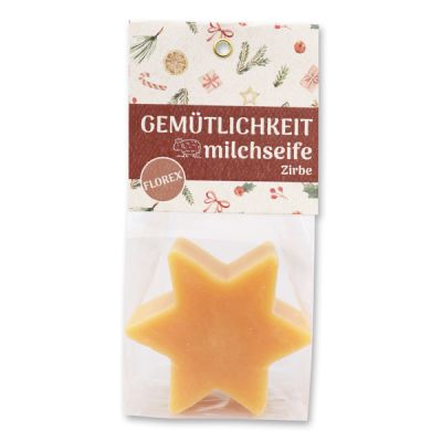 Sheep milk soap star 80g in a cellophane bag "Gemütlichkeit", Swiss pine 