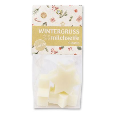 Sheep milk soap star 4x20g in a cellophane bag "Wintergruß", Classic 