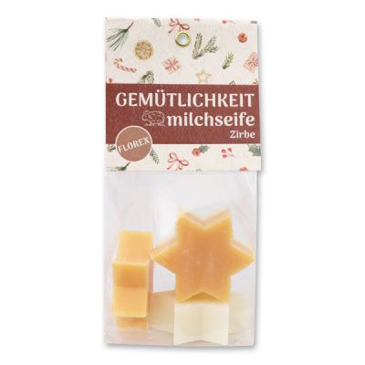 Sheep milk soap star 4x20g in a cellophane bag "Gemütlichkeit", Classic/Swiss pine 