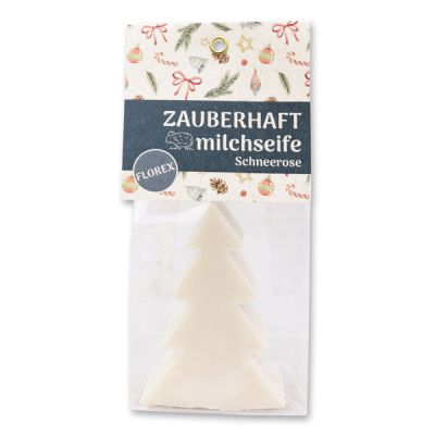 Sheep milk soap christmas tree 75g in a cellophane bag "Zauberhaft", Christmas rose white 