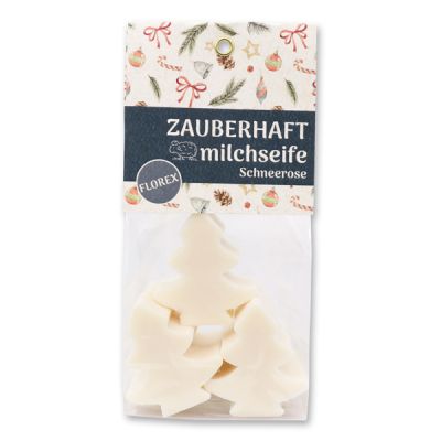 Schafmilchseife Tannenbaum mini 5x16g in Cello "Zauberhaft", Schneerose 