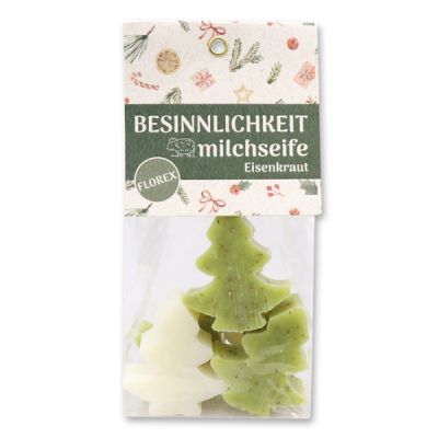 Schafmilchseife Tannenbaum mini 5x16g in Cello "Besinnlichkeit", Classic/Eisenkraut 