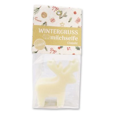 Sheep milk soap deer 70g in a cellophane bag "Wintergruß", Classic 