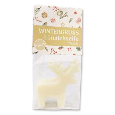 Schafmilchseife Hirsch 70g in Cello "Wintergruß", Classic 