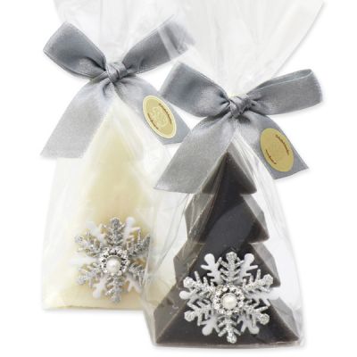 Sheep milk soap tree 75g decorated with a snowflake in a cellophane, Classic/Christmas rose 