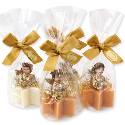 Sheep milk soap star 40g, decorated with an angel in a cellophane bag, Classic/quince 