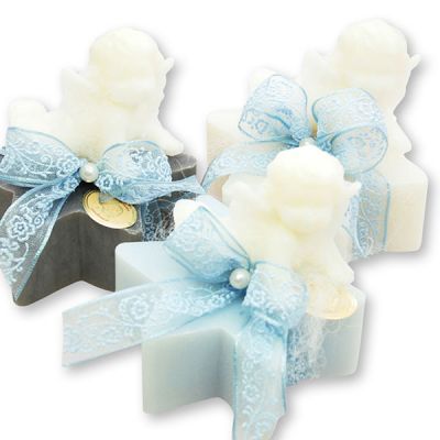 Sheep milk soap star 80g, decorated with a soap angel 20g, sorted 