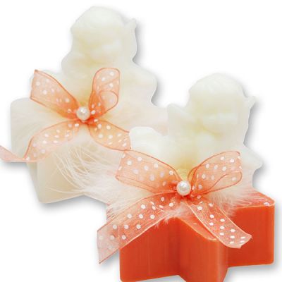Sheep milk soap star 80g decorated with soap angel 20g, Classic/Blood orange 