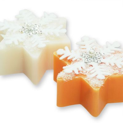 Sheep milk soap star 80g decorated with a snowflake, Classic/Orange 