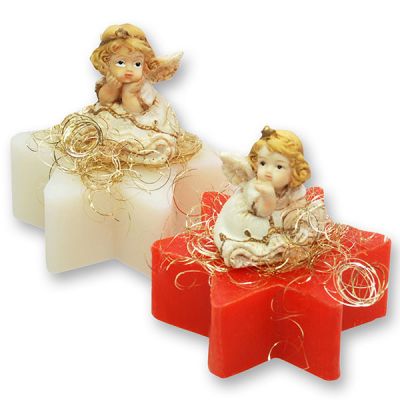 Sheep milk star soap 80g decorated with an angel, Classic/blood orange 