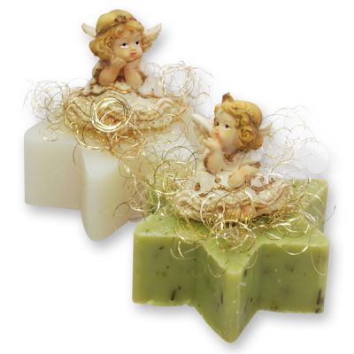 Sheep milk star soap 80g decorated with an angel, Classic/verbena 