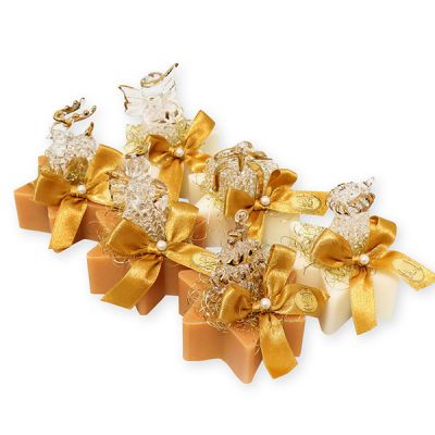 Sheep milk soap star 80g, decorated with glass figures, Classic/swiss pine 