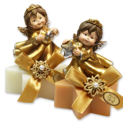 Sheep milk star soap 80g decorated with an angel, Classic/quince 