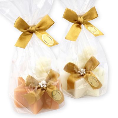 Schafmilchseife Stern 80g, dekoriert mit Seifenengel 20g in Cello, Classic/Zirbe 