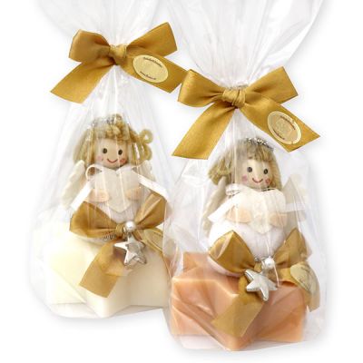 Sheep milk star soap 80g decorated with an angel in a cellophane, Classic/quince 