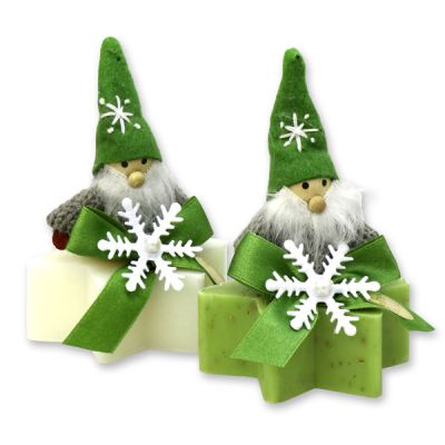 Sheep milk star soap 80g decorated with a gnome, Classic/verbena 