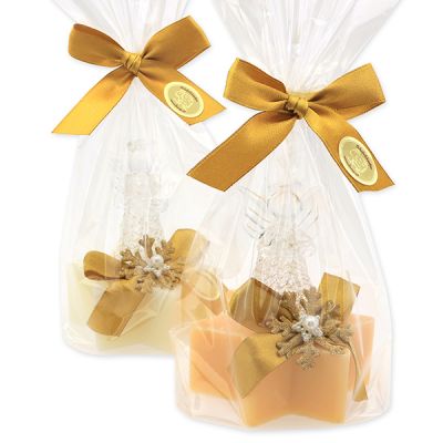 Sheep milk soap star 80g, decorated with an angel in a cellophane, Classic/swiss pine 
