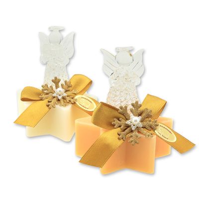Sheep milk soap star 80g, decorated with an angel, Classic/swiss pine 
