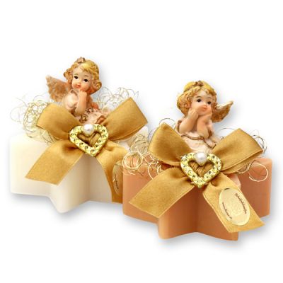 Sheep milk star soap 80g decorated with an angel, Classic/quince 