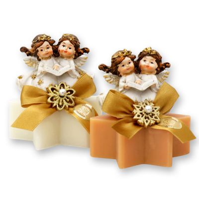 Sheep milk star soap 80g decorated with angels, Classic/quince 