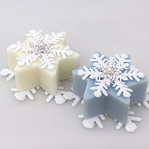 Sheep milk soap star 80g, decorated with a snowflake, Classic/ice flower 