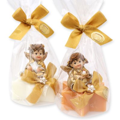 Sheep milk star soap 80g decorated with an angel in a cellophane, Classic/swiss pine 