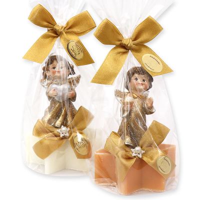 Sheep milk star soap 80g decorated with an angel in a cellophane, Classic/swiss pine 