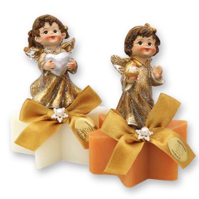 Sheep milk star soap 80g decorated with an angel, Classic/quince 