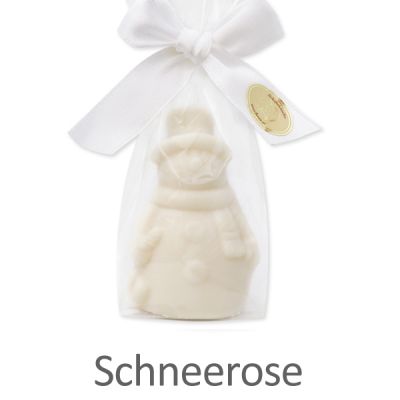 Sheep milk soap snowman 40g in a cellophane bag, Christmas rose white 