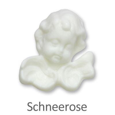 Schafmilchseife Engelskopf mit Flügel 30g, Schneerose 