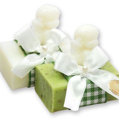 Sheep milk soap 100g, decorated with a soap angel 20g, Classic/verbena 