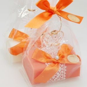 Sheep milk soap 100g decorated with a glass-angel in a cellophane, Classic/Blood orange 