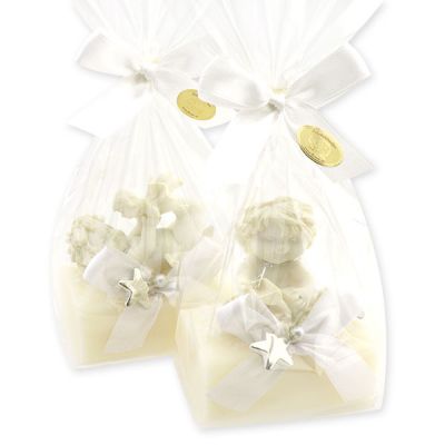 Sheep milk soap 100g decorated with an angel 'Igor' in a cellophane, Christmas rose 