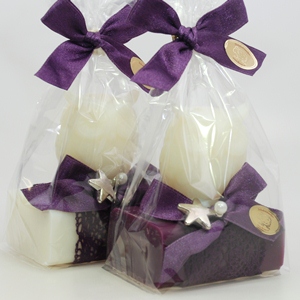 Sheep milk soap 100g, decorated with a soap owl 50g in a cellophane, Classic/elder 