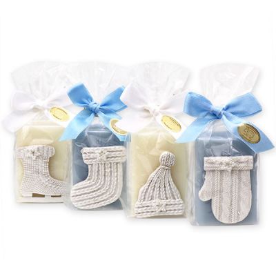 Sheep milk soap 100g, decorated with a boot/glove in a cellophane, Classic/ice flower 