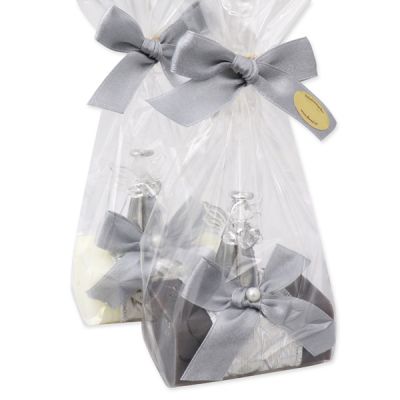 Sheep milk soap 100g decorated with an angel in a cellophane, Classic/Christmas rose 