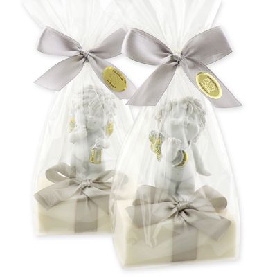 Sheep milk soap 100g decorated with an angel 'Igor' in a cellophane, Christmas rose 