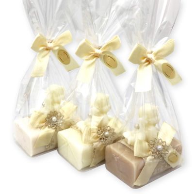 Sheep milk soap 100g decorated with a soap angel 20g in a cellophane, Classic/Almond oil/Christmas rose white 