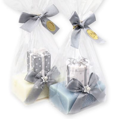 Sheep milk soap 100g, decorated with a present in a cellophane, Classic/ice flower 